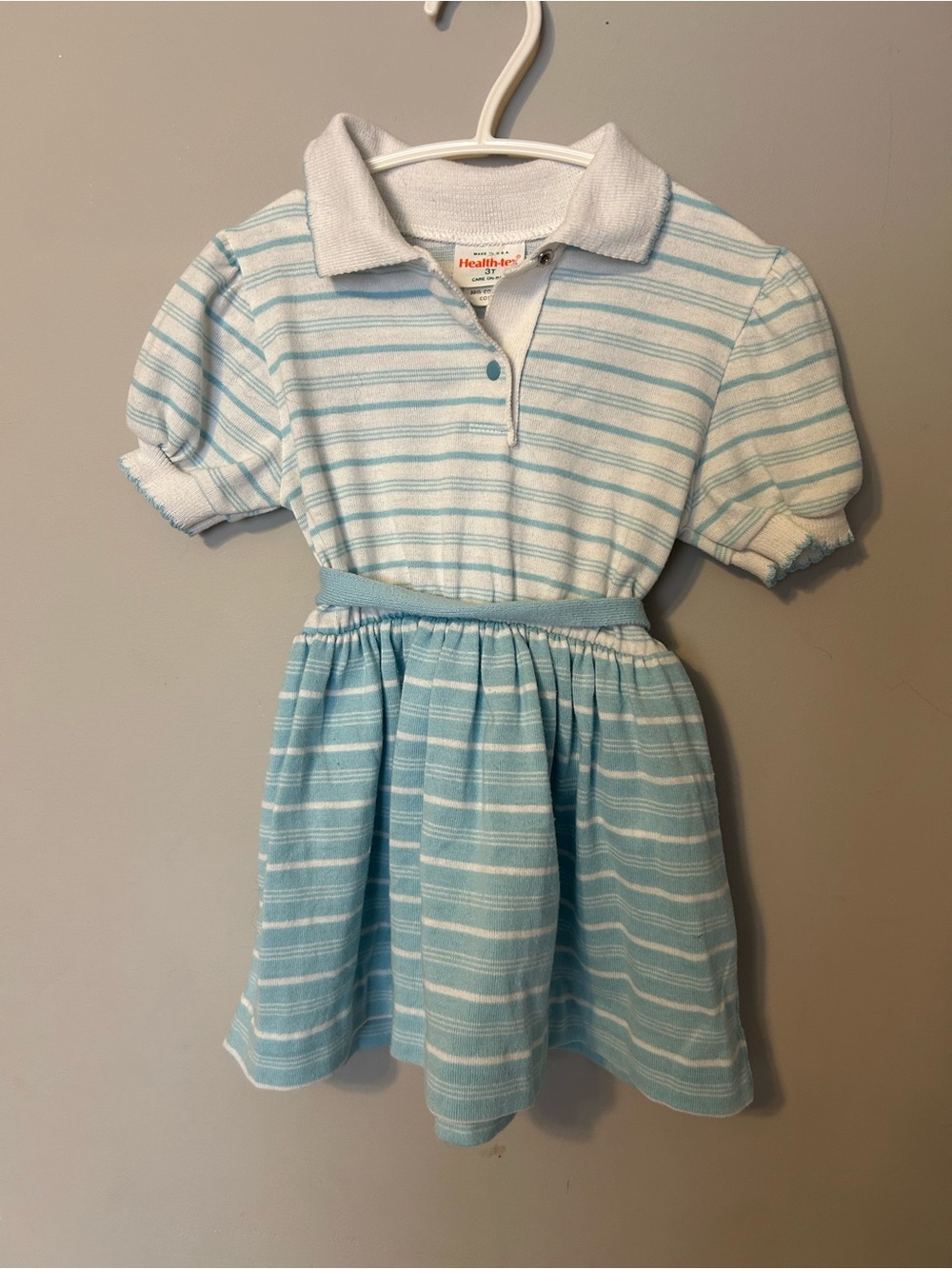 Vintage Healthtex Blue & White Striped Girls' Polo Dress